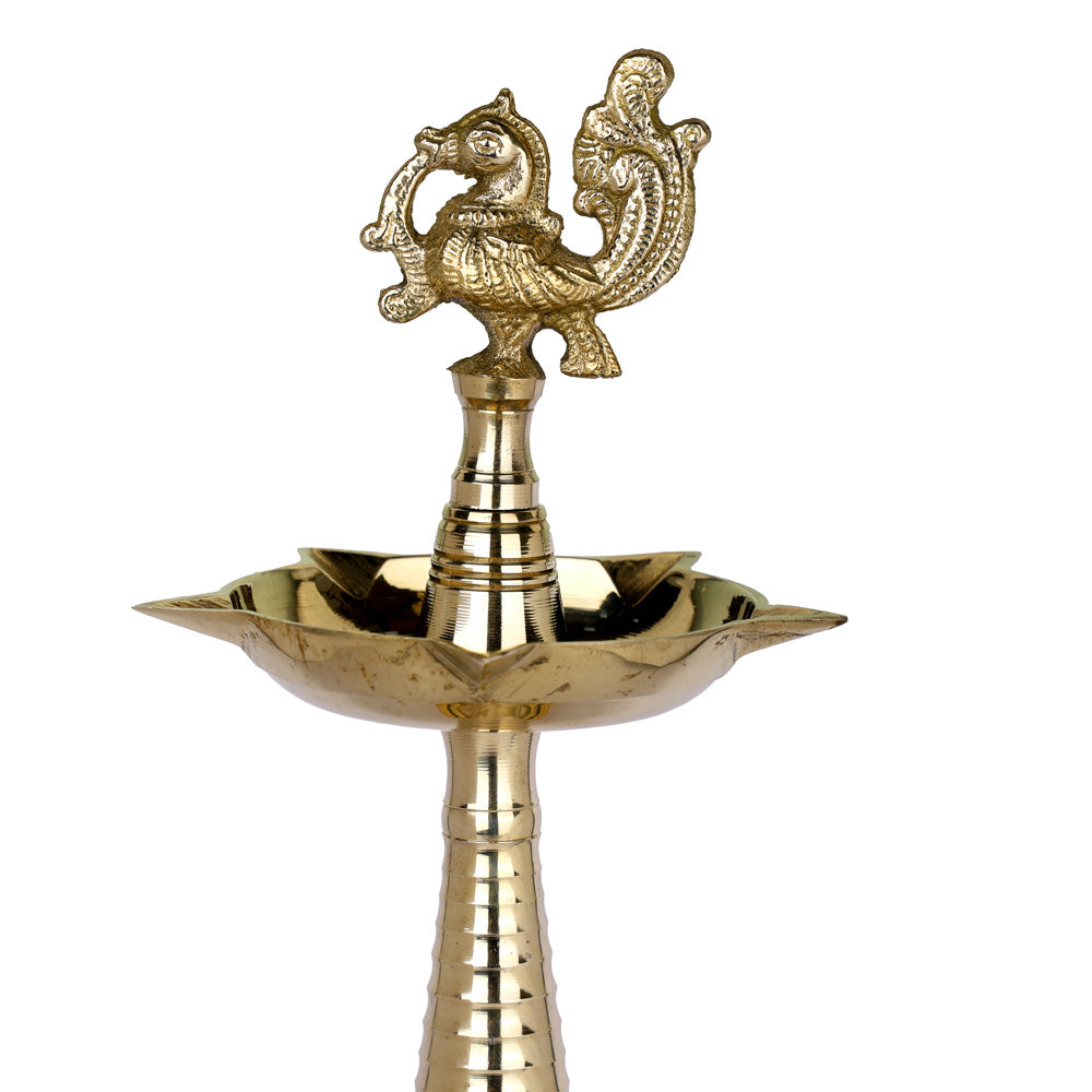 13 Inch Pure Brass Peacock Kerala Diya