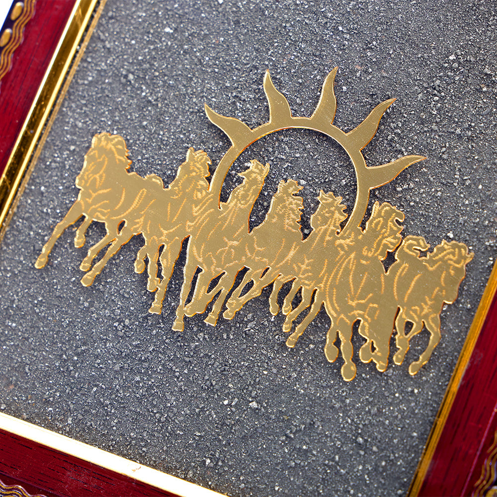 7 Horses Pyrite Frame for Wealth & Success