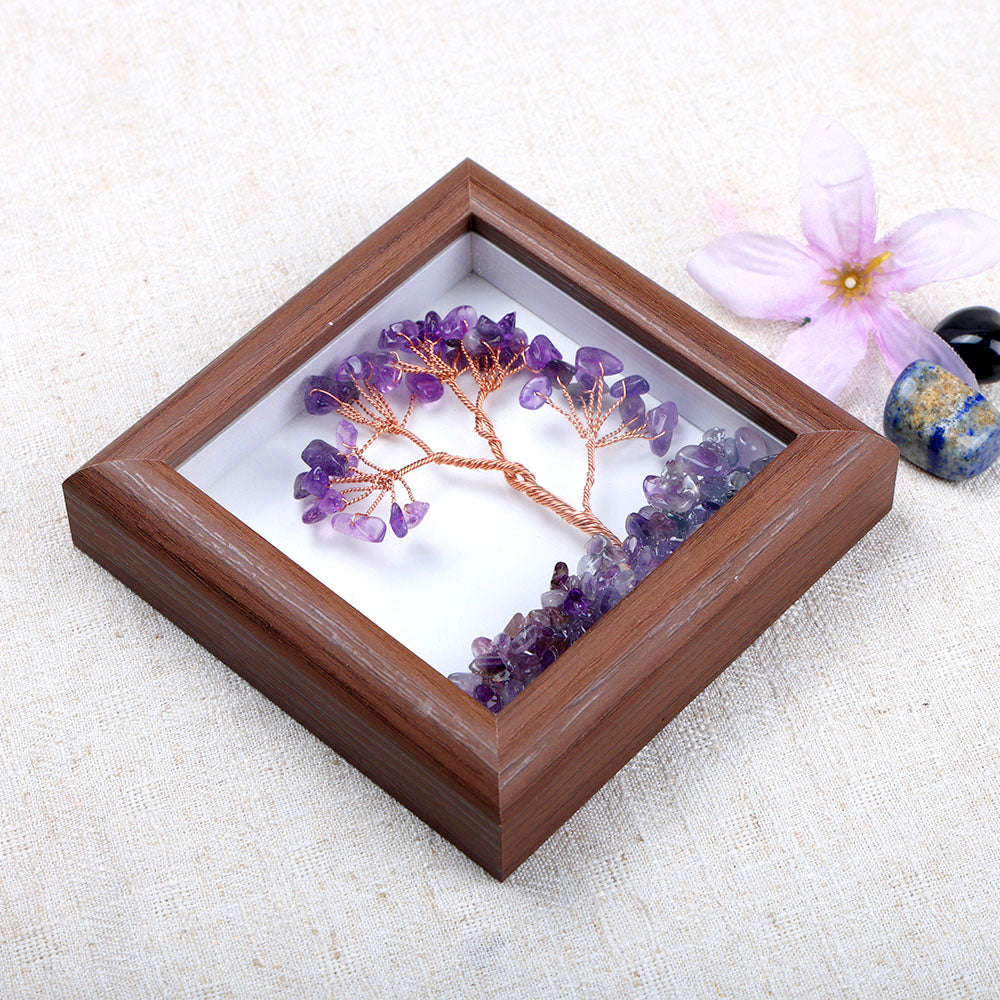 Amethyst Tree with Frame Decorative Spiritual Piece