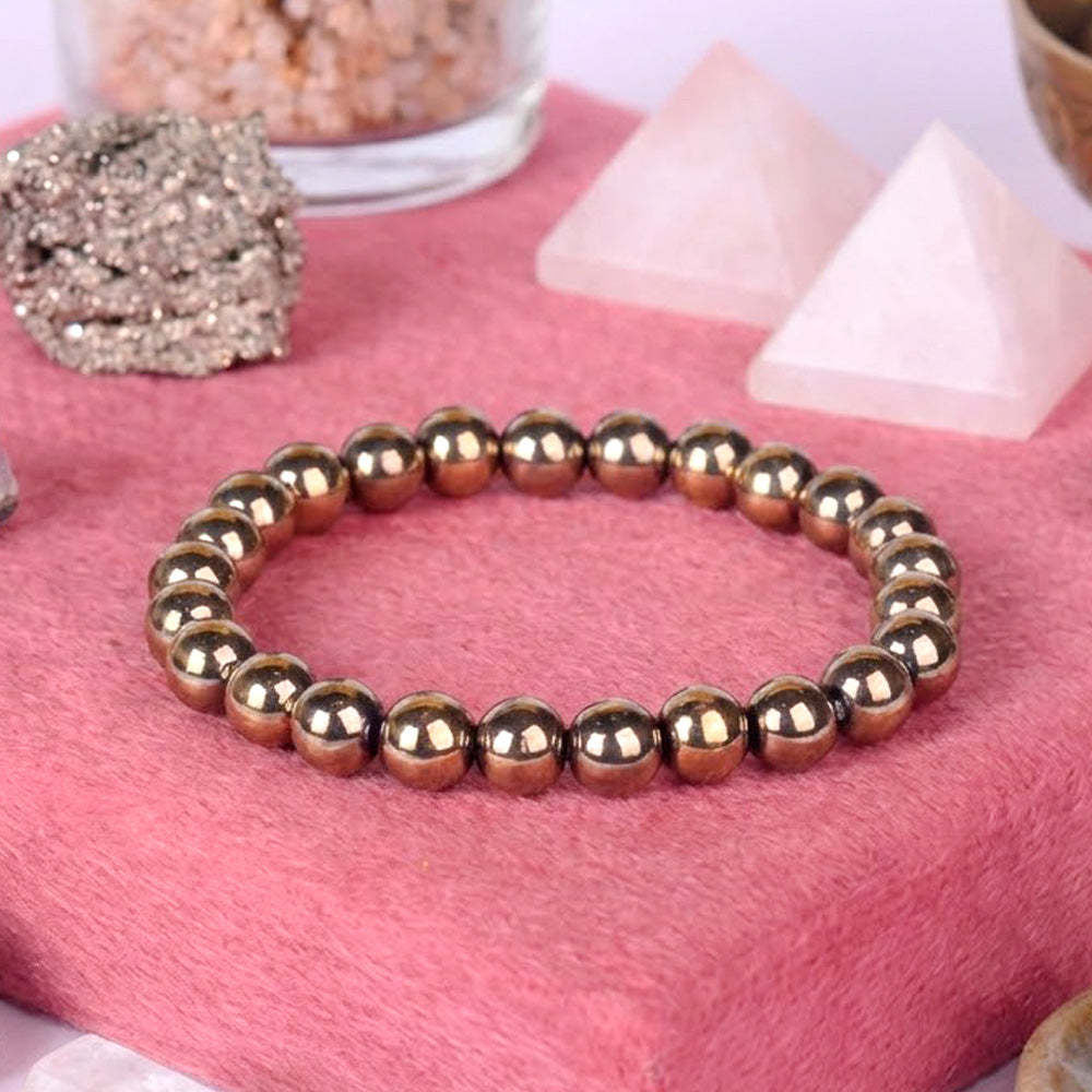 Rose Quartz & Golden Pyrite Bracelet Combo with Hanuman Chalisa Pendant