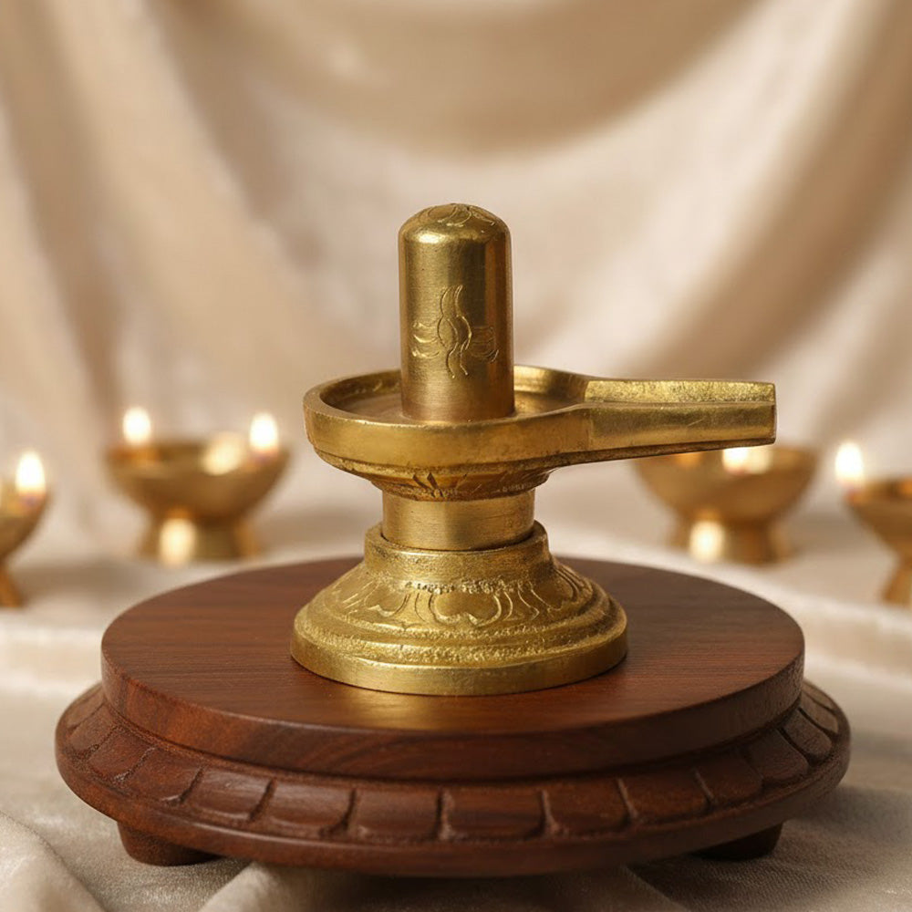 2.6 Inch Elegant Brass Shivlingam. India's No.1 Brass Idol Store www.satvikstore.in