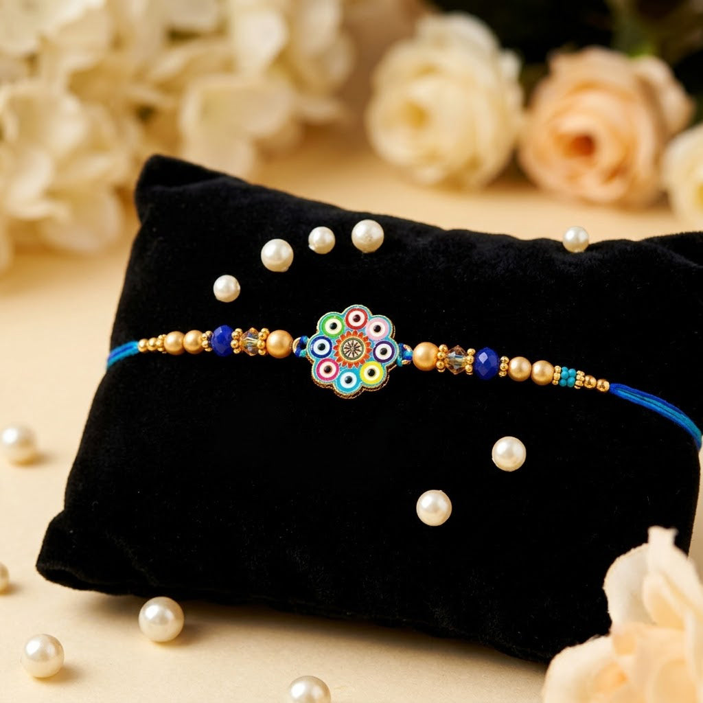 Elegance Circular Enamel Mosaic Art Rakhi