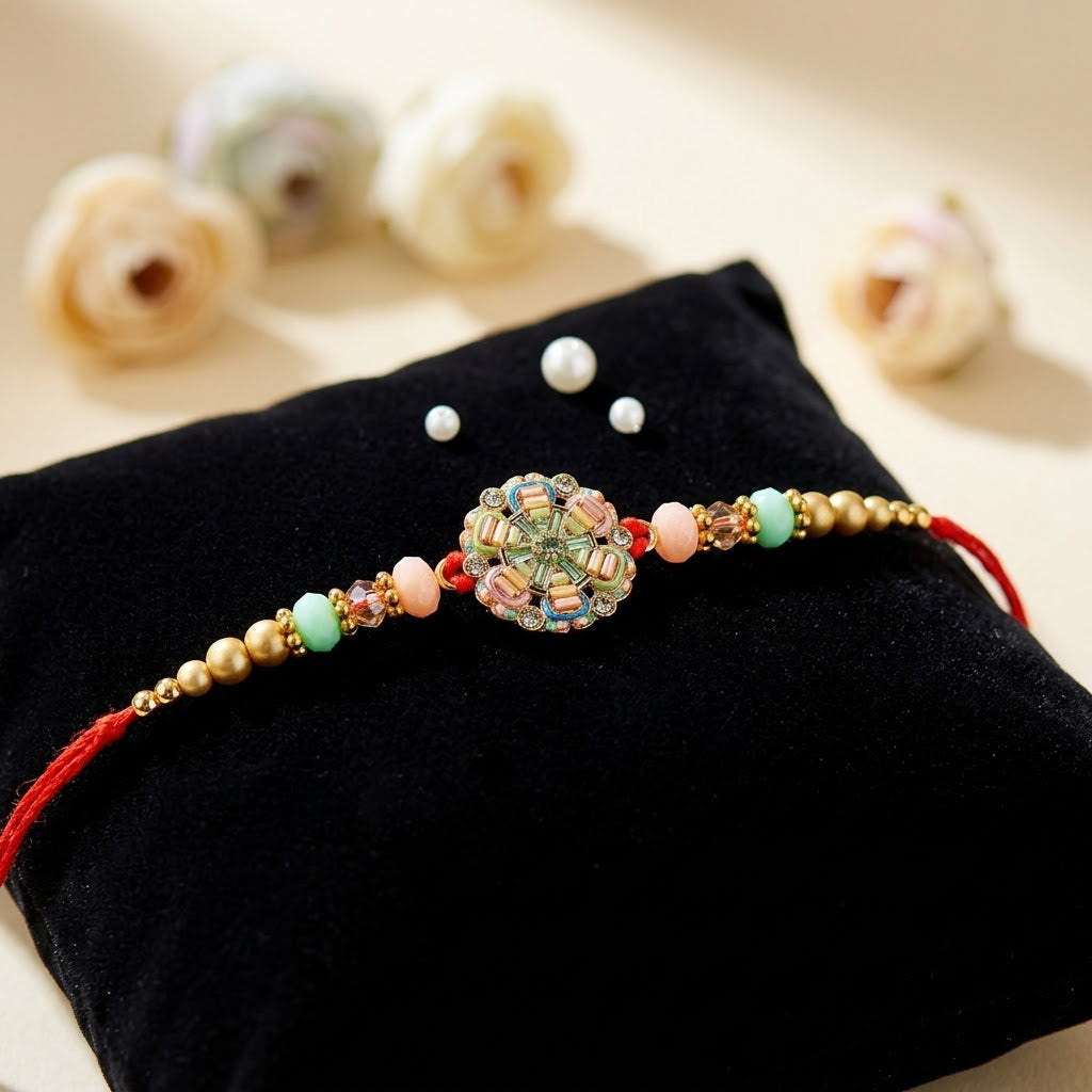 Elegance Pastel Enamel Mosaic Pattern Rakhi