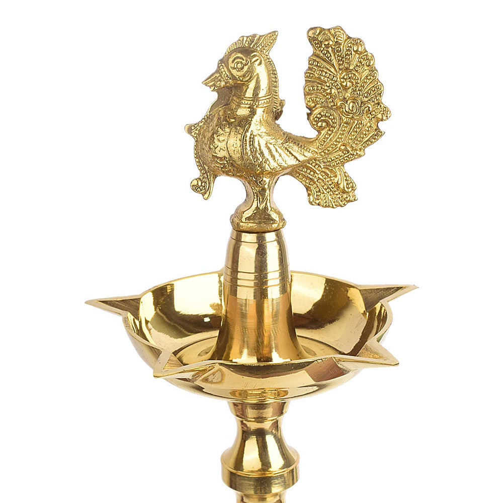 23 Inch 1 Step Brass Embossed Peacock Kerala Stand Diya