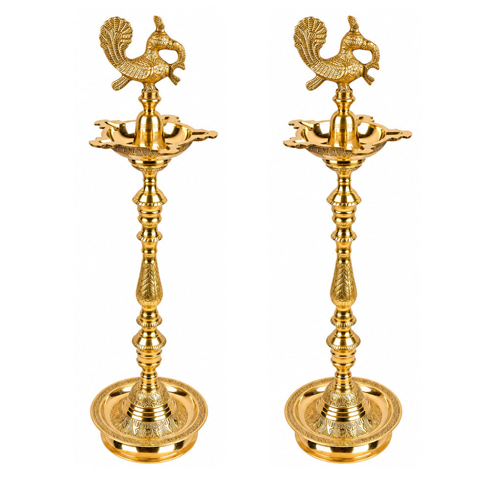 32 Inch Brass Kerala Peacock Samai Deepam Inauguration Lamp