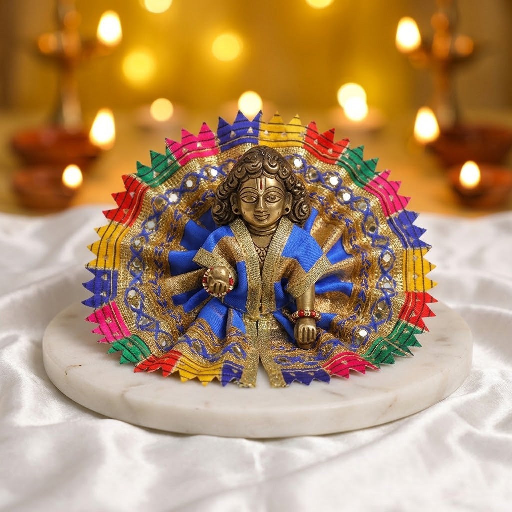 Size 1 Multicolour Border Laddu Gopal Dress