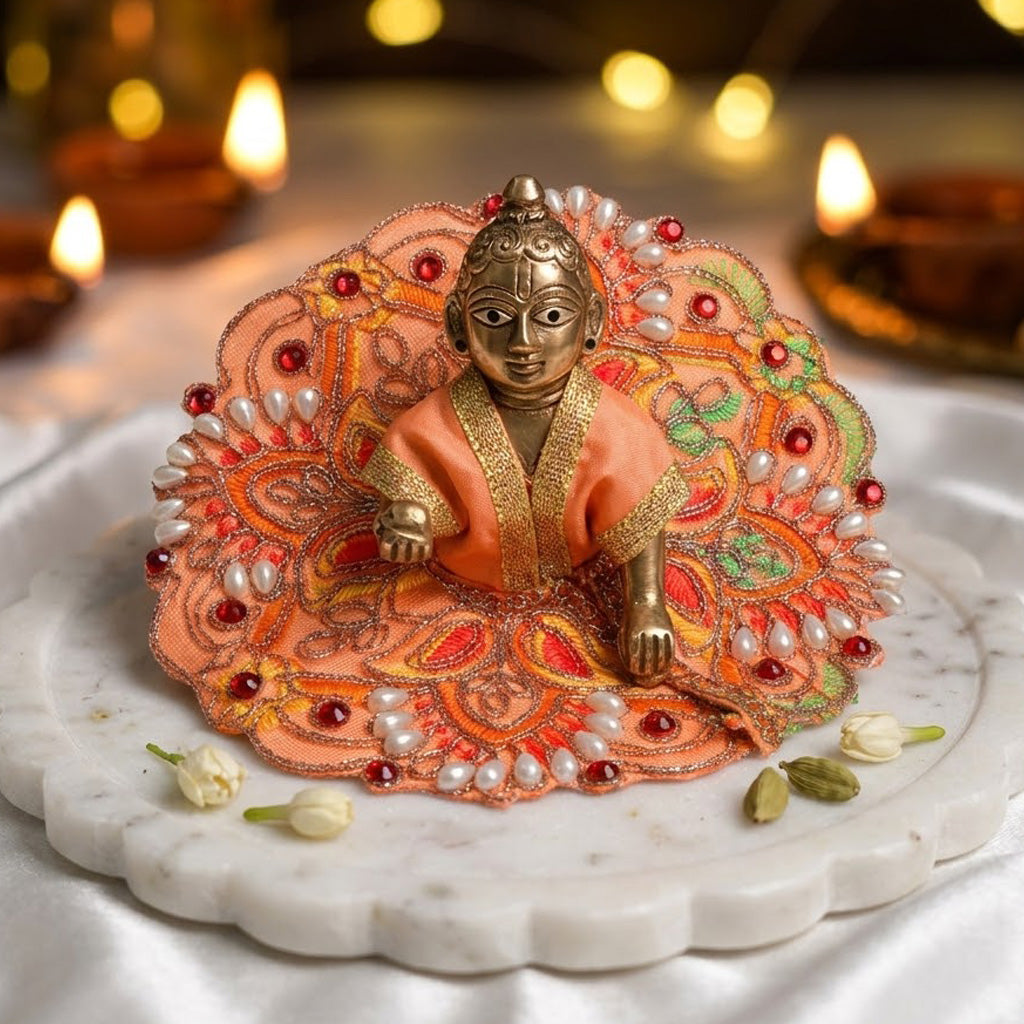 Size 2 Colour Stones Embroidered Laddu Gopal Dress