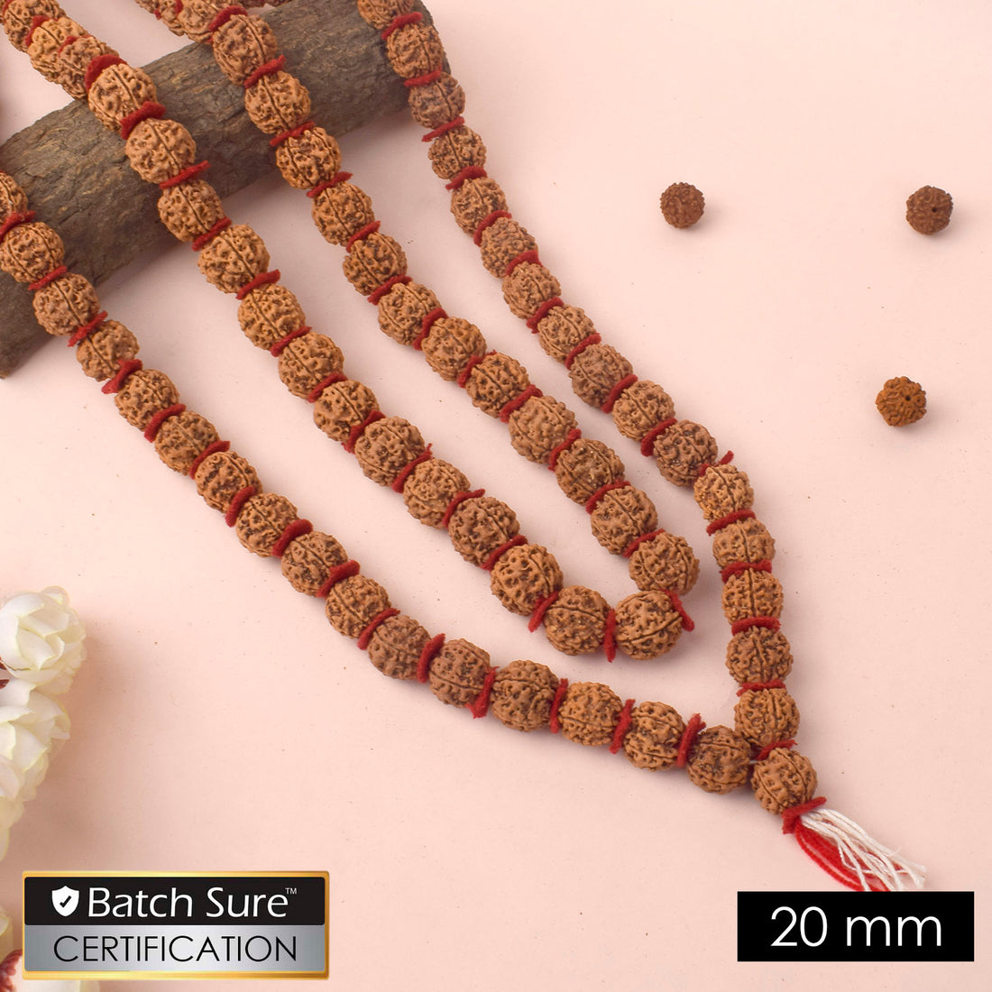 5 Mukhi Rudraksha Kantha Mala with 54 Natural Beads in Velvet Thread for Spiritual Wear. India’s Premium Jap Mala Store - www.satvikstore.in