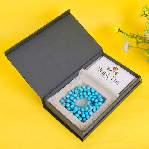 Blue Turquoise Mala with 108 Beads β Sacred Healing and Protection Prayer Beads Indiaβs Premium Hakik Jap Mala store-www.satvikstore.in