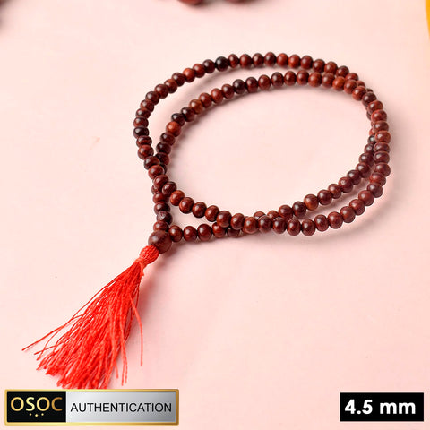 Certified 4.5mm 100% Original Pure Red Sandalwood Jap Mala from Andhra Pradesh. Indiaβs Largest Pooja Accessories Brand - www.satvikstore.in