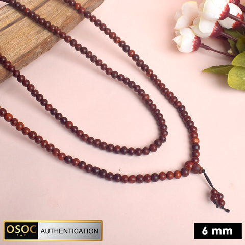 Certified 6mm 100% Original Authentic Red Sandalwood Jap Mala from Andhra Pradesh for Meditation and Japa. Indiaβs Premium Jap Mala Store - www.satvikstore.in
