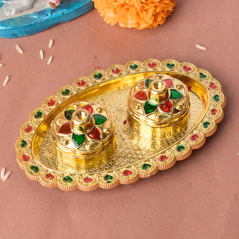 Classic Kumkum holder with precision detailing, featuring intricate traditional patterns for pooja rituals. Ideal for enhancing your spiritual decor, this finely crafted kumkum container combines elegance with functionality. Indiaβs Largest Pooja Accessories Brand β www.satvikstore.in