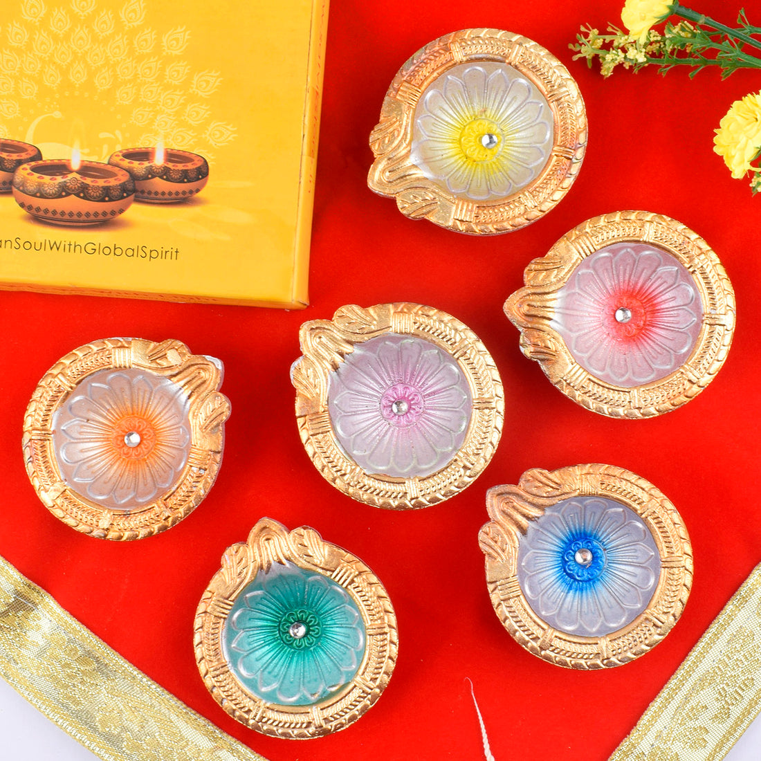 Crafted Light Stunning Clay Diyas for Diwali Celebrations Set of 6