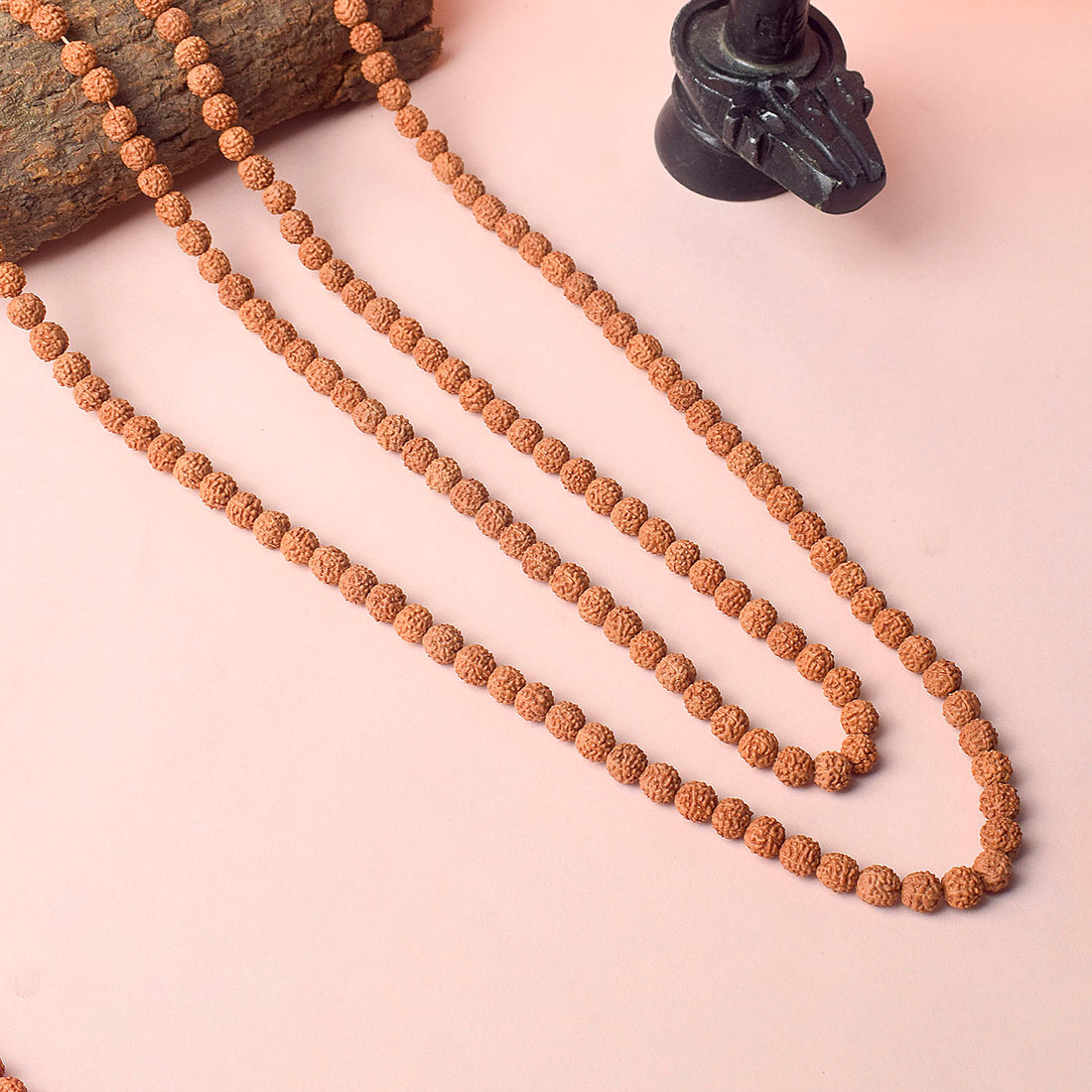 5 Mukhi Pathariya Rudraksha Mala Certified 5mm Beads