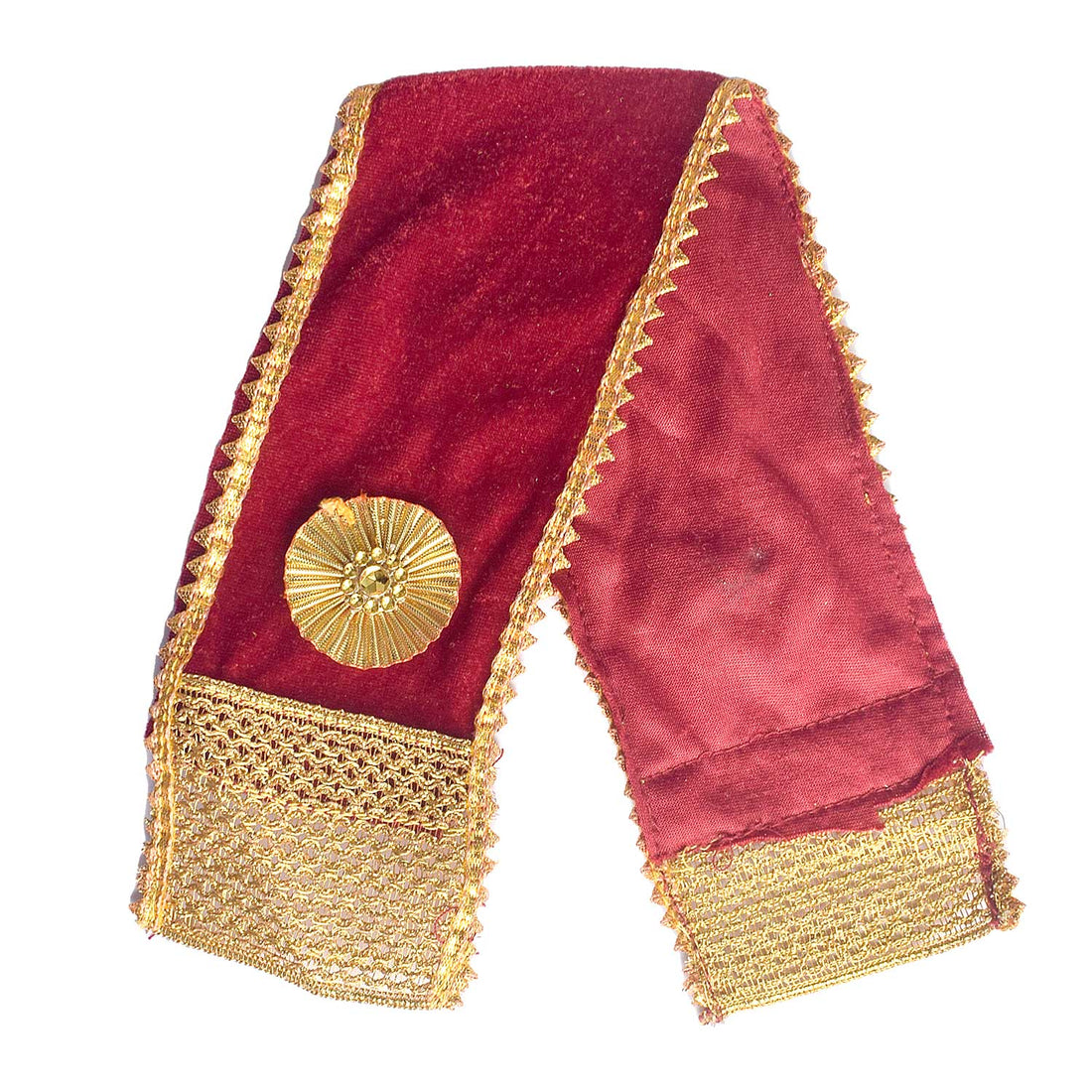 Premium Maroon Velvet Ganpati Idol Patka with Gold Medallion
