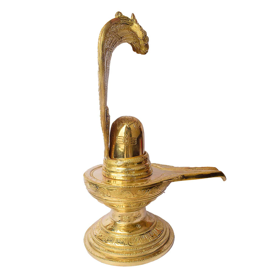 14.2 Inch Brass Shivling with Nag Hood – Ideal for Shivratri