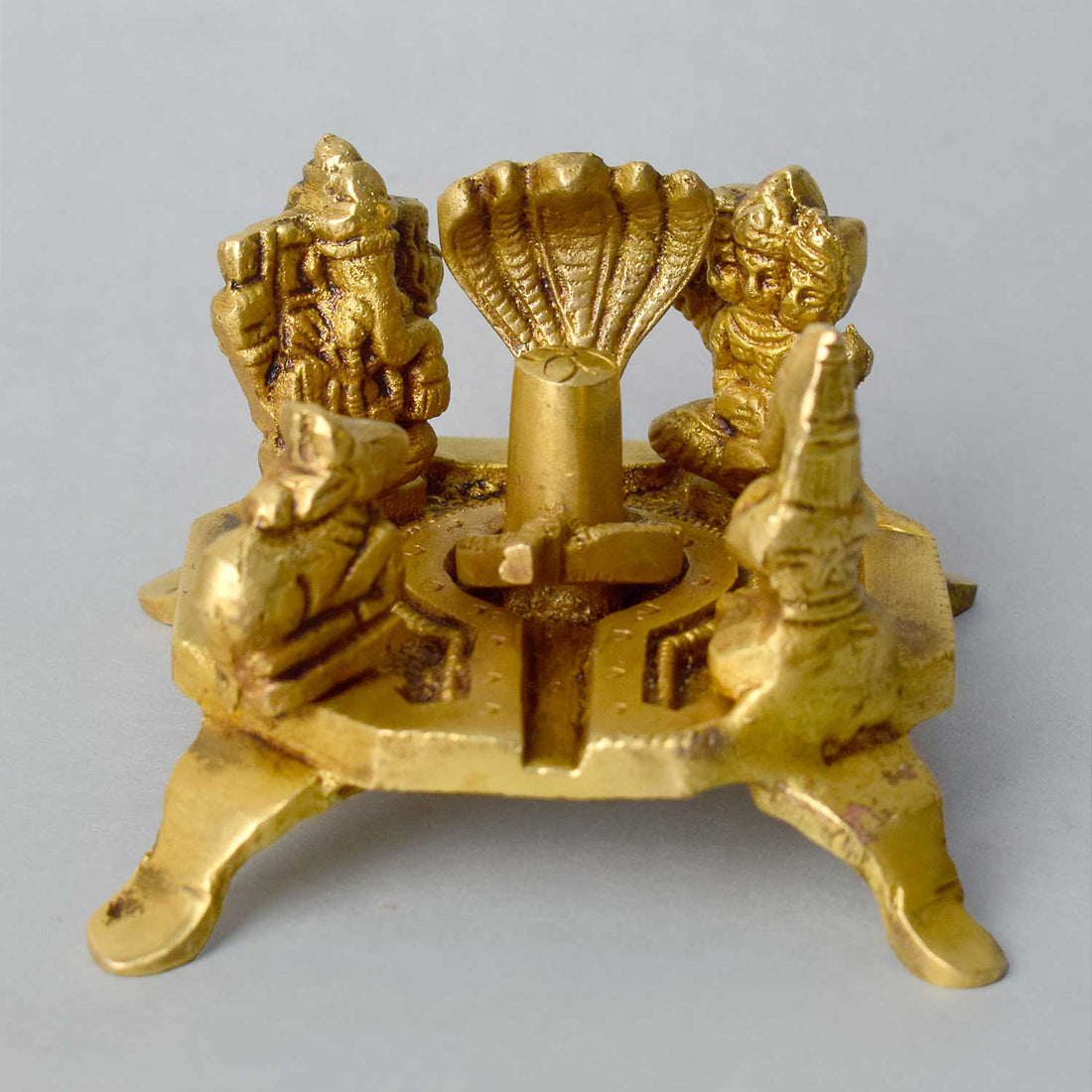 2 Inch Divine Brass Shiv Parivar with Shivling