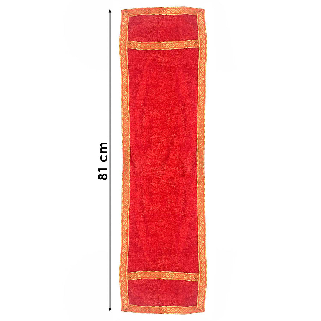 Red Velvet Ganpati Idol Patka with Zig-Zag Gold Border - 32 Inch