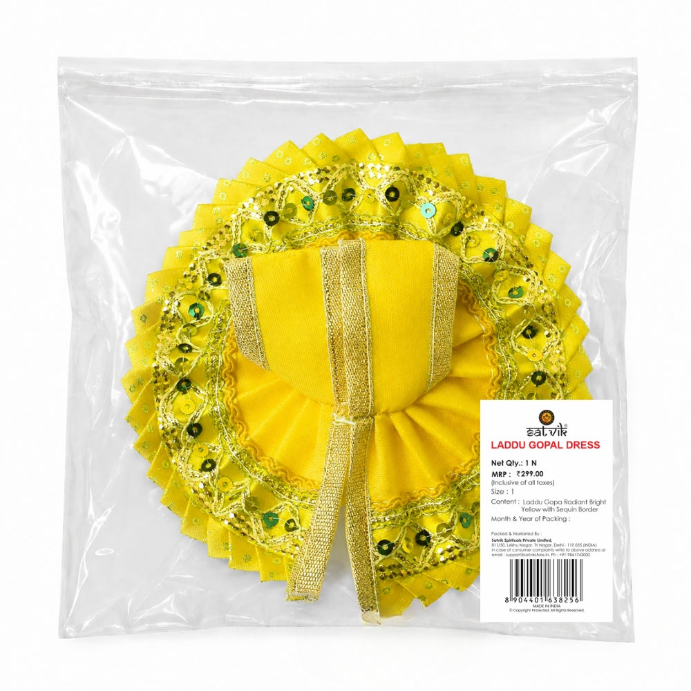 Radiant Bright Yellow Laddu Gopal Dress with Sequin Border