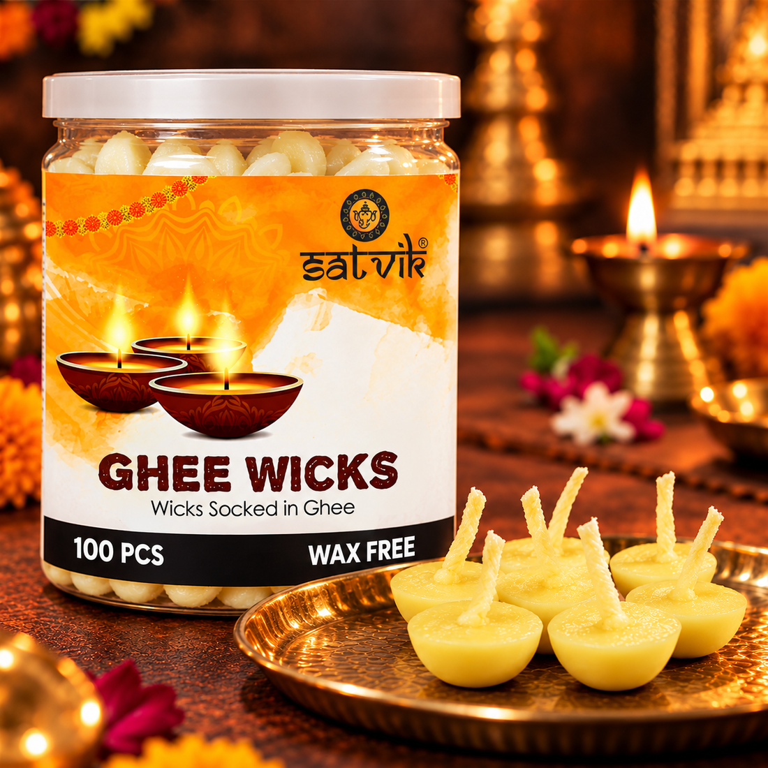 Pure Cow Ghee Wicks (Wax Free)