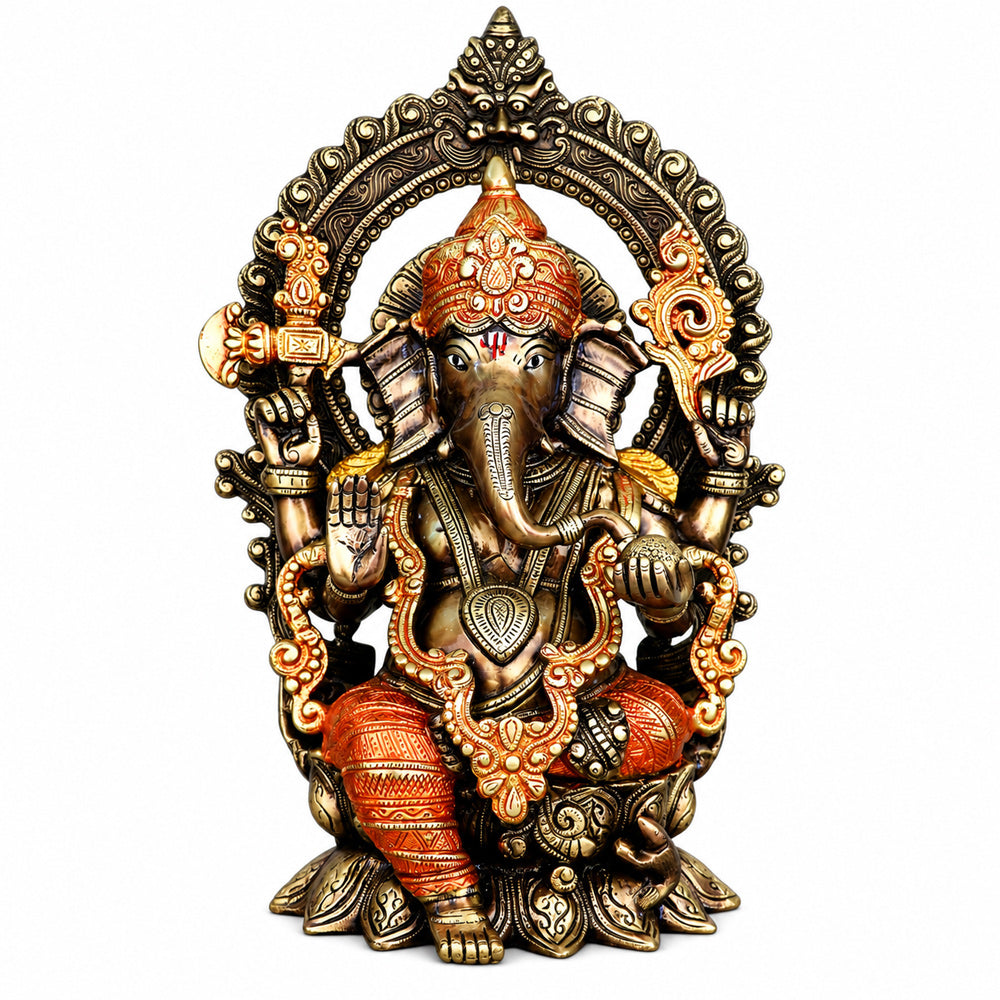 17 inches Brass Colorful Ganesha Statue