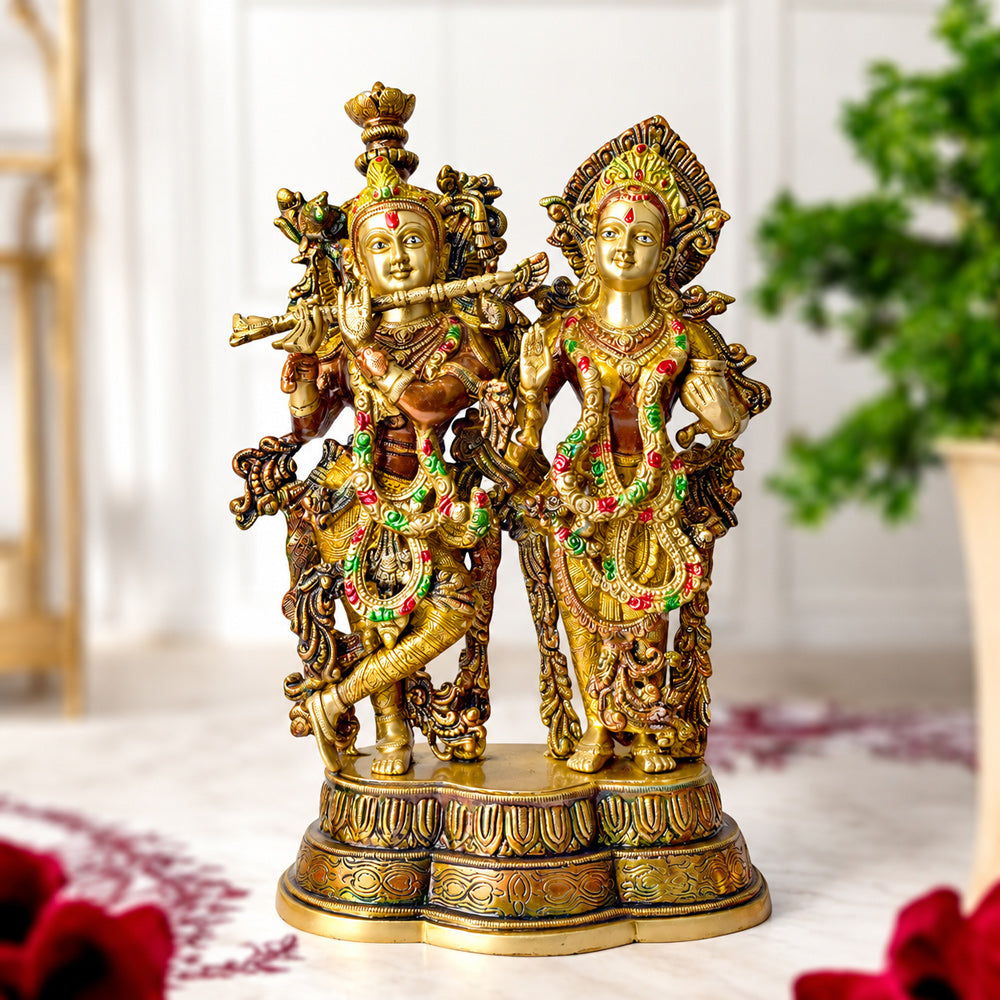 16.5 Inch Gorgeous Radha Krishna Brass Idol 16.5 Inch
