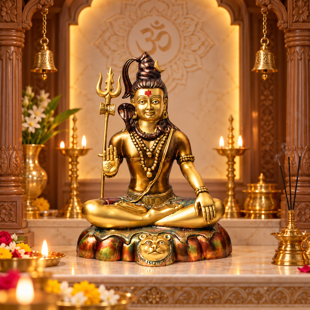 17 Inch Brass Shiva Idol in Meditative Posture