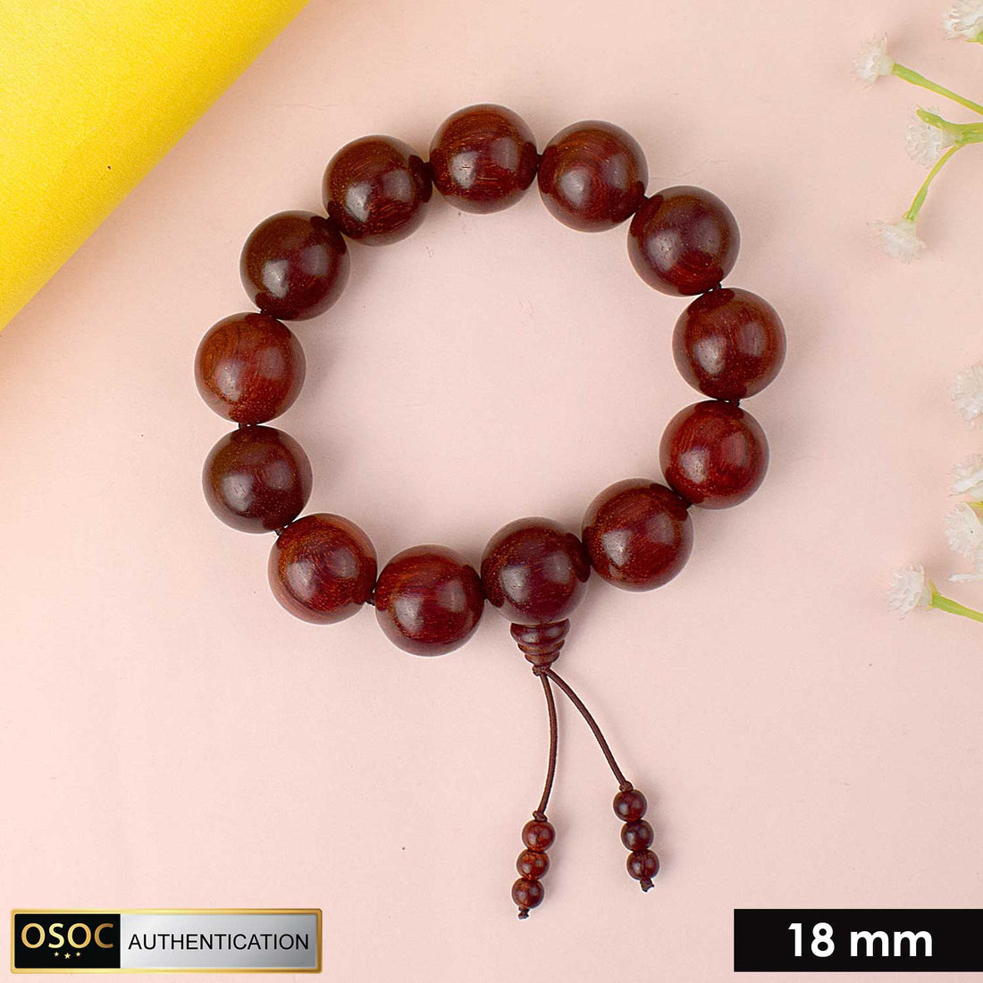 Original Red Chandan Bracelet with 10 large 18mm sandalwood beads from Andhra Pradesh. India’s Largest Pooja Accessories Brand - www.satvikstore.in