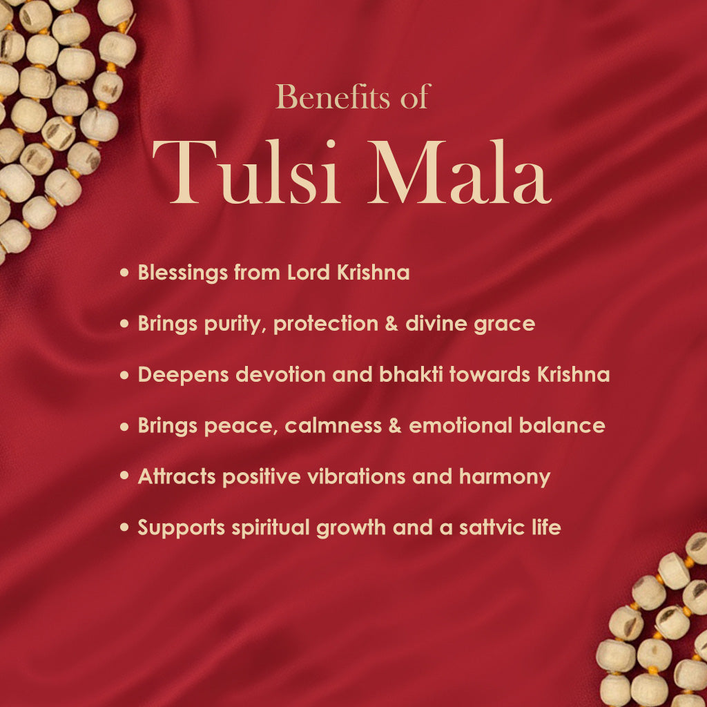 100% Original Tulsi Neck Mala with Radha Krishna Locket Charm
