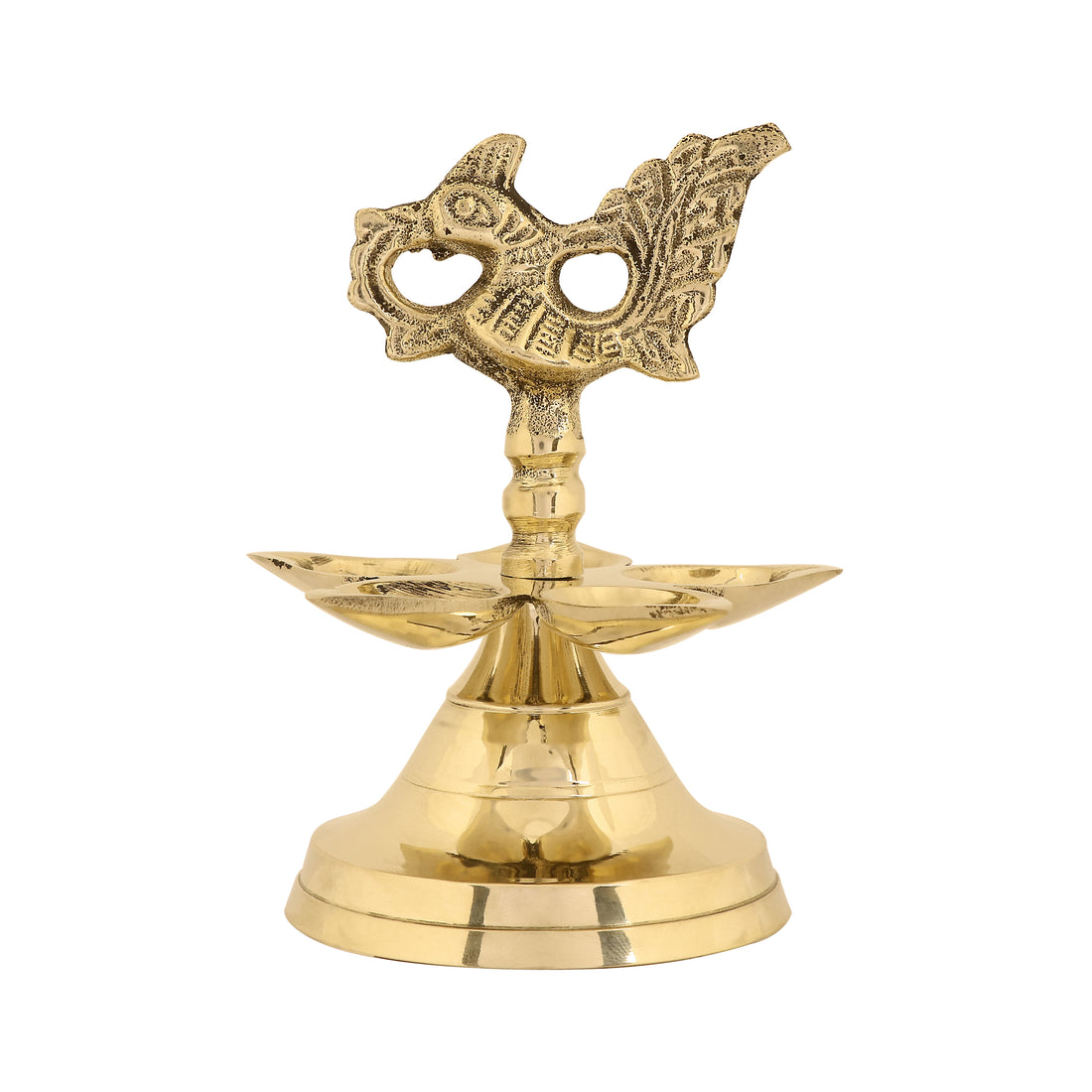 Brass 1 Step Panchmukhi Peacock Kerala Diya