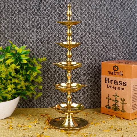 Beautiful Brass Kerala Inauguration Lamp β Handcrafted brass lamp, perfect for traditional pooja ceremonies, temple use, and special occasions. Indiaβs Largest Pooja Accessories Brand β www.satvikstore.in