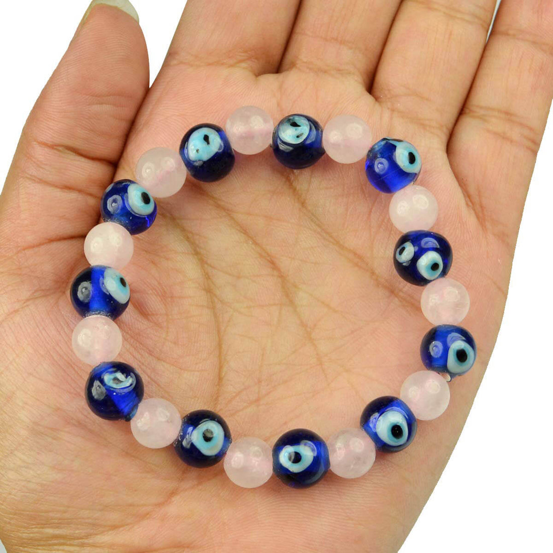 Authentic Rose Quartz Bracelet with Evil Eye
