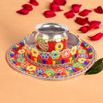 3 Pcs Karwa Chauth Handmade Floral Thali Set