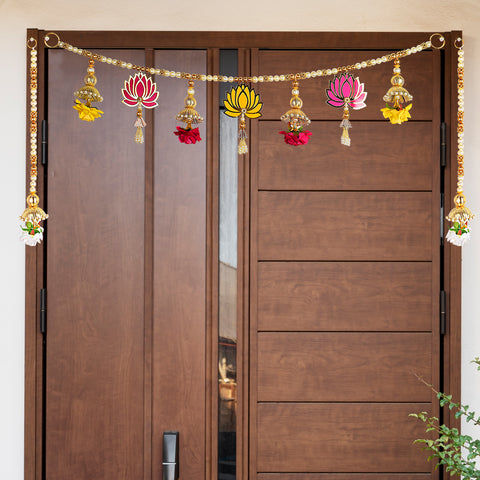 Traditional Lotus Toran with Side Latkans (Color- Assorted)