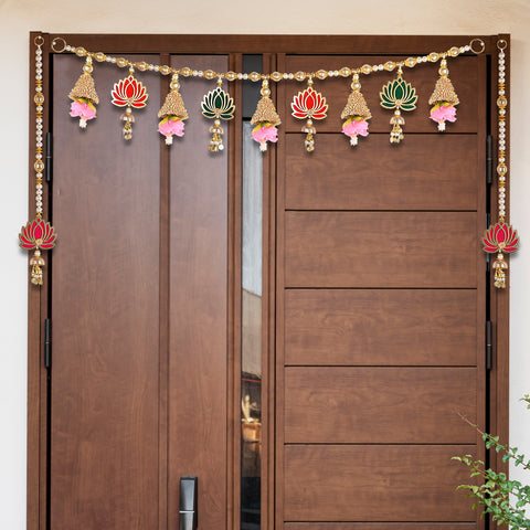 Beautiful Lotus Toran with Side Latkans (Color-Assorted)