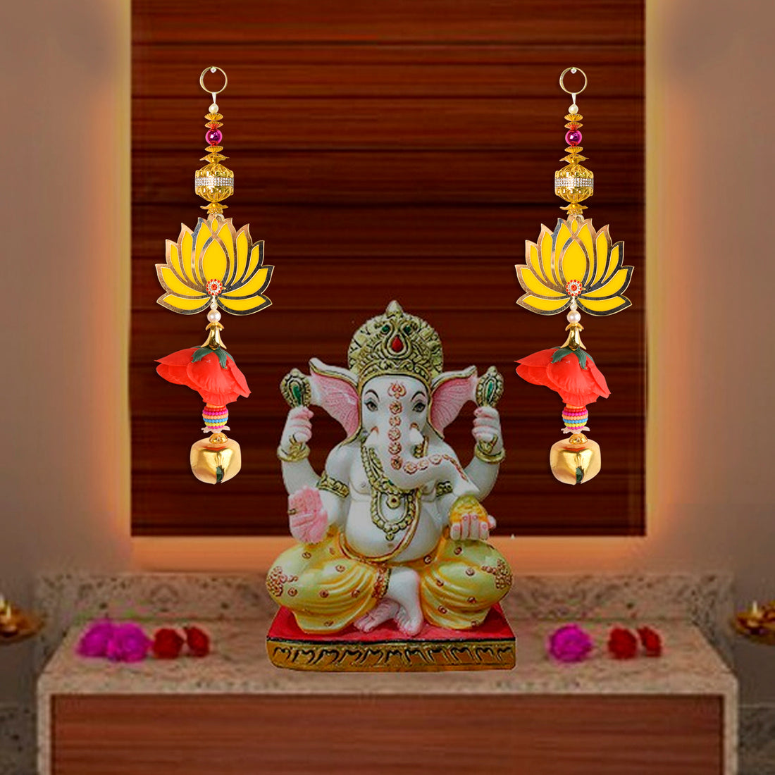 Lotus Flower with Bell Side Door Wall Hangings