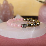 Rose Quartz & Golden Pyrite Bracelet Stylish Spiritual Wear