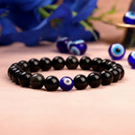 Citrine & Black Obsidian Evil Eye Bracelet Combo with Hare Krishna Hare Rama Pendant