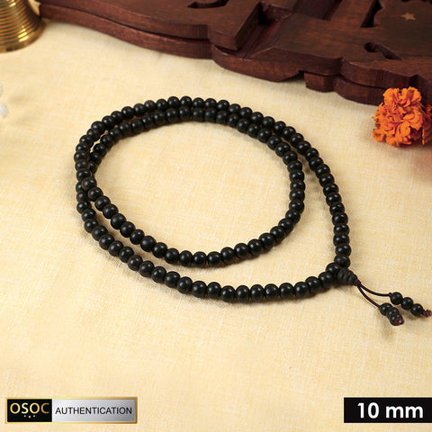 100% Original & Govt. Certified 10 MM Karungali Mala with Sumeru Bead matt