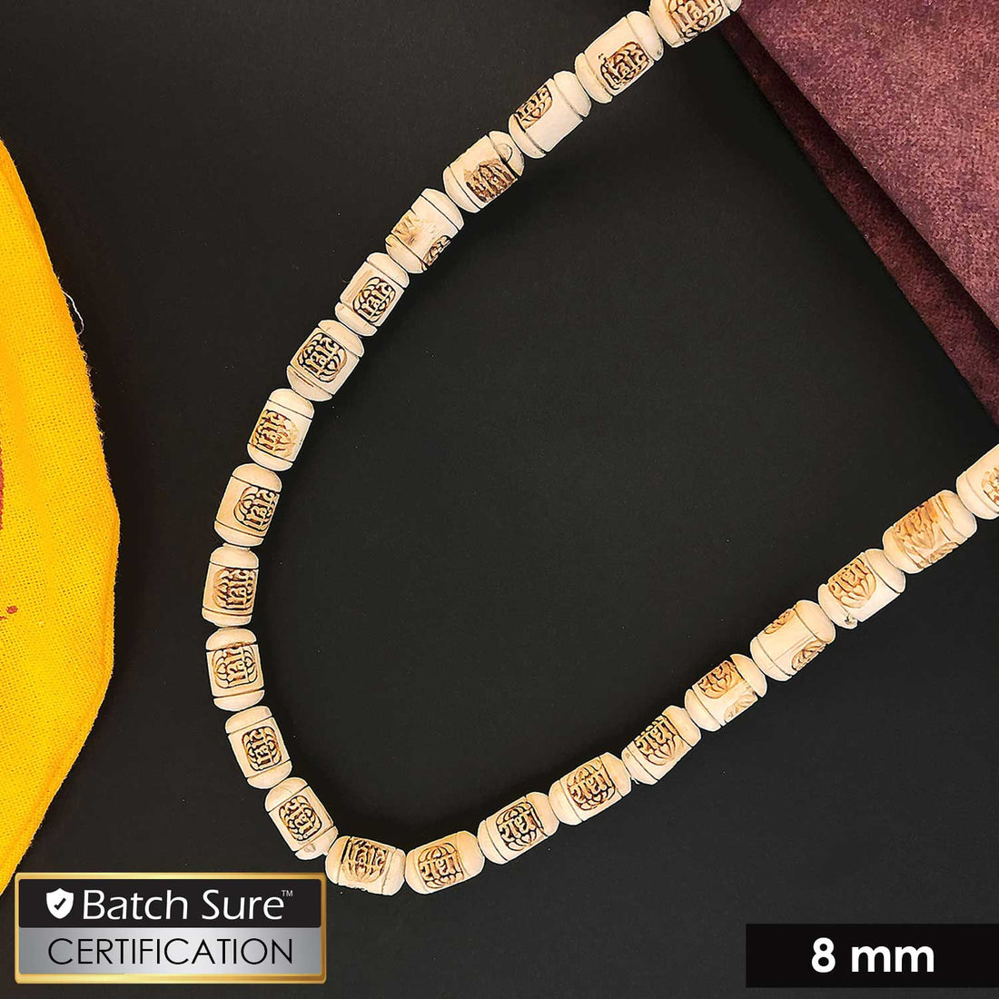 100% Pure Tulsi Kanthi Wooden Mala engraved with 'Radha' name | India’s Premium Jap Mala Store - www.satvikstore.in