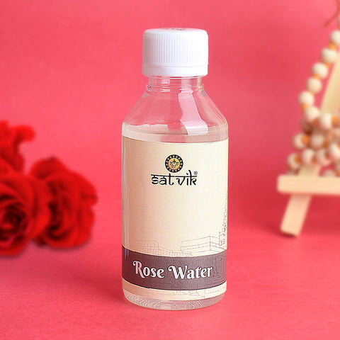Rose Water (Gulab Jal) 100 ml is a fragrant and refreshing floral water, commonly used in spiritual rituals, poojas, and beauty routines for its soothing and purifying properties – India’s Largest Pooja Accessories Brand – www.satvikstore.in