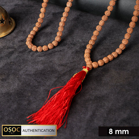 5 Mukhi Pathariya Rudraksh Mala 108 Beads 8mm