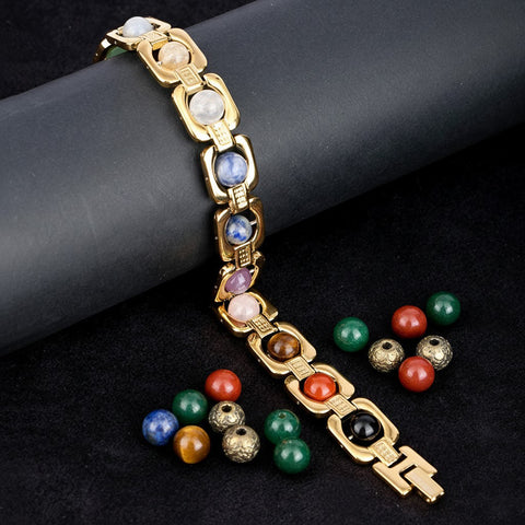 11 Chakra Gold Plated Bracelet Unisex Spiritual Jewelry for Positive Energy and Meditation India’s Largest Puja Accessories Brand- www.satvikstore.in