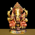12.8-inch Lord Ganesha brass statue with Riddhi Siddhi, symbolizing prosperity, wisdom, and success, ideal for home temples and gifting. India’s Largest Brass Idols Brand - www.satvikstore.in
