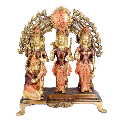15.7 Inch Graceful Ram Darbar in Brass Brass Statue featuring intricate detailing, perfect for spiritual home decor, temple worship, and devotional gifting. India’s Largest Brass Idols Brand - www.satvikstore.in