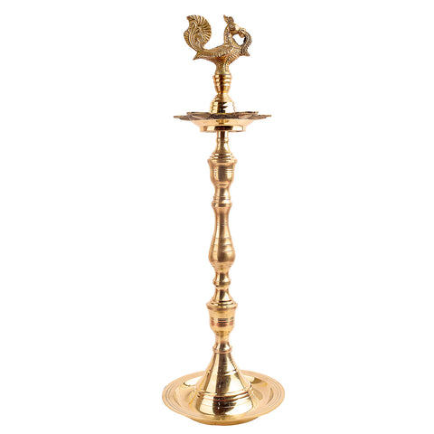 17-17.5 Inch Brass Peacock Kerala Diya