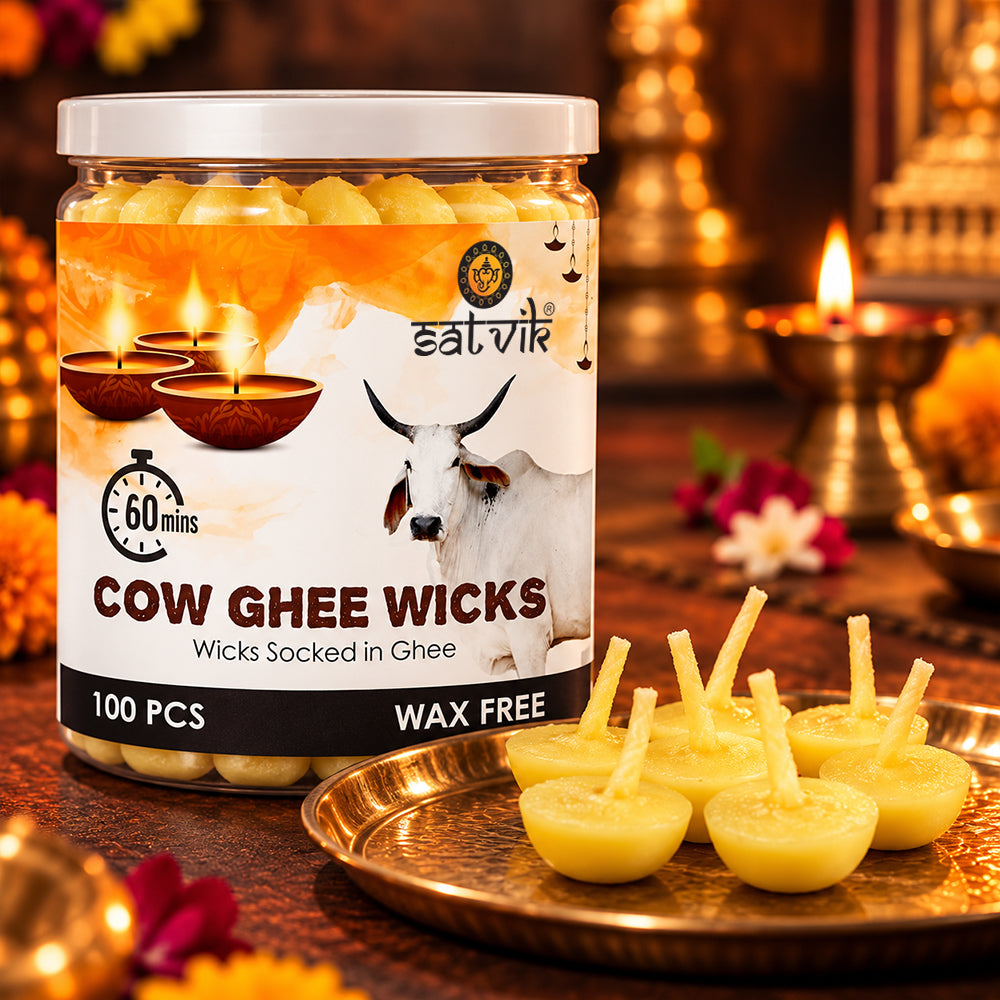 60 min. Pure Cow Ghee Diya Wicks (Wax Free)