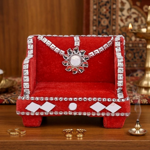 Royal Handcrafted Velvet Singhasan for Laddu Gopal - Small