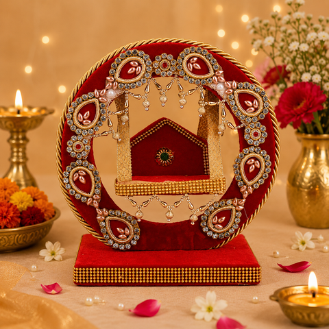 Decorative Laddu Gopal Ji Jhula - Divine Swing (Red)