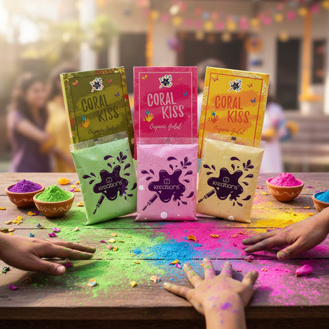 Coral Kiss 3 Pc Set of Skin Friendly Holi Colors (Assorted)